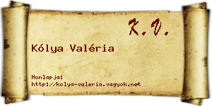 Kólya Valéria névjegykártya