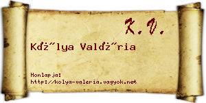 Kólya Valéria névjegykártya